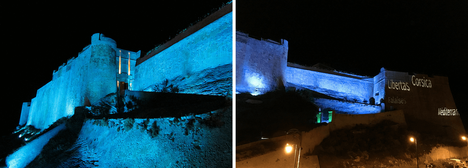 Bastion de l'Etandard de nuit à Bonifacio