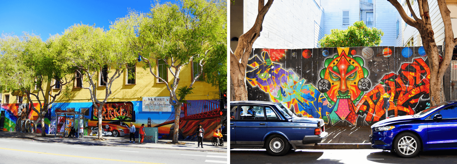 Rue de Mission District à San Francisco pleine de Street Art