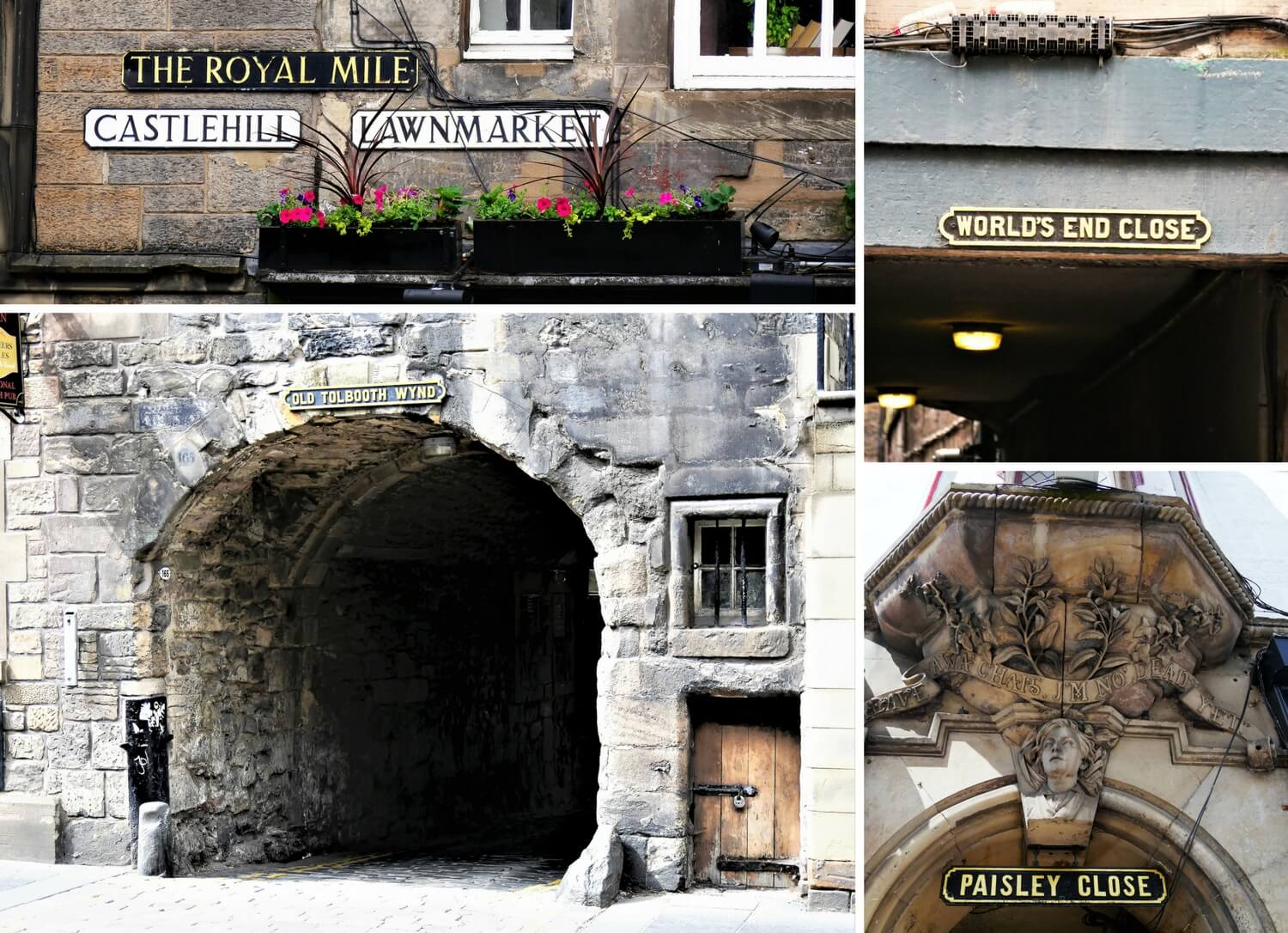 Diverses enseignes dans le Royal Mile à Edimbourg
