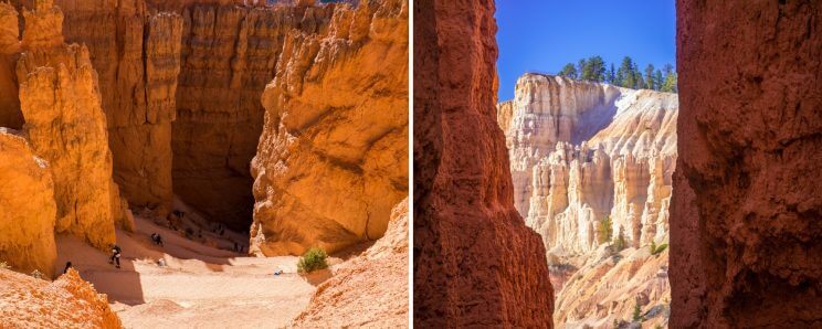 Randonnée Navajo Trail passage de Wall street à Bryce Canyon
