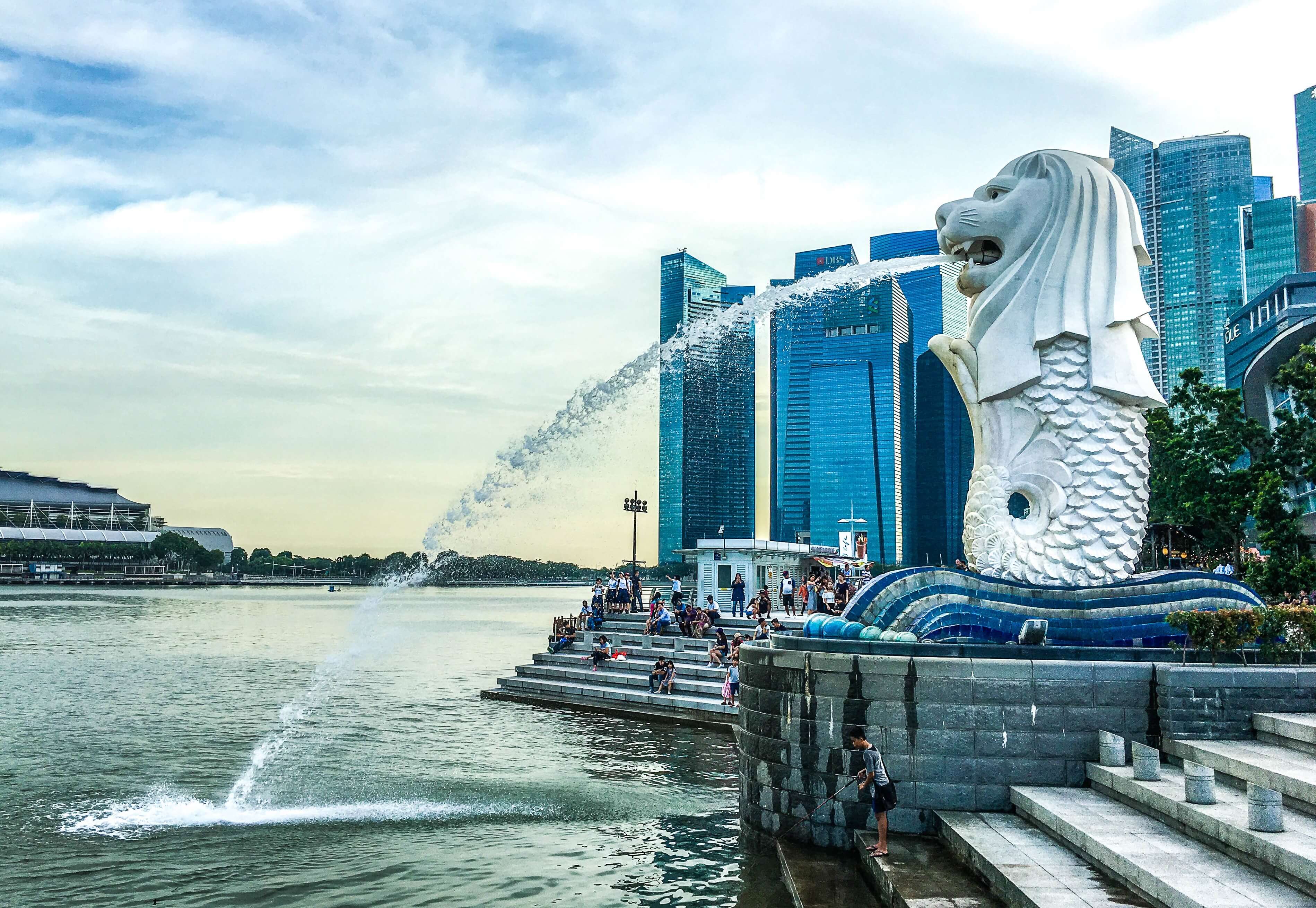 Merlion à Esplanade Theatres by the bay Singapour