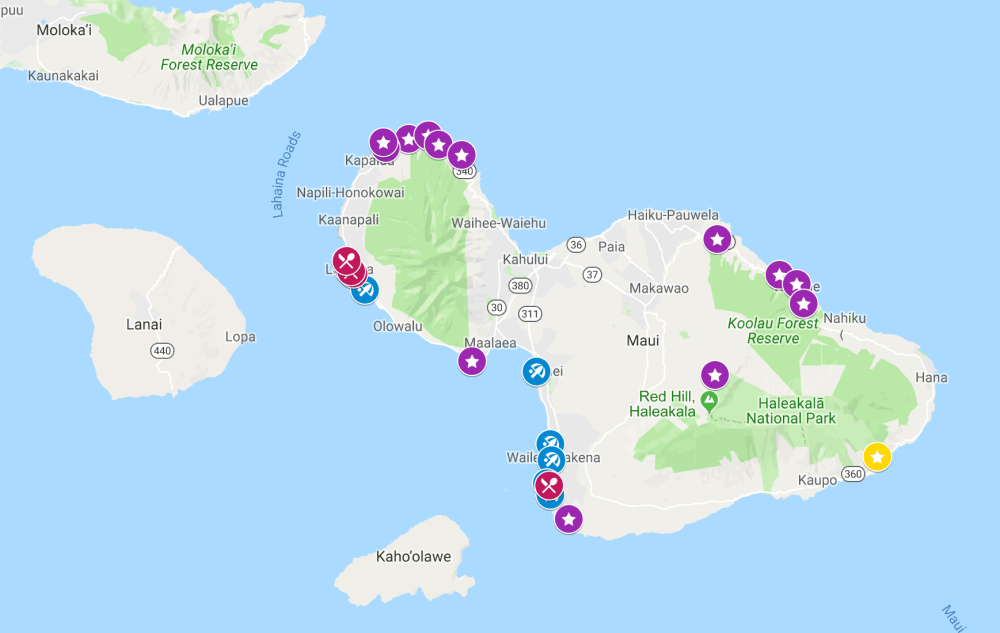 Carte de Maui Hawaii