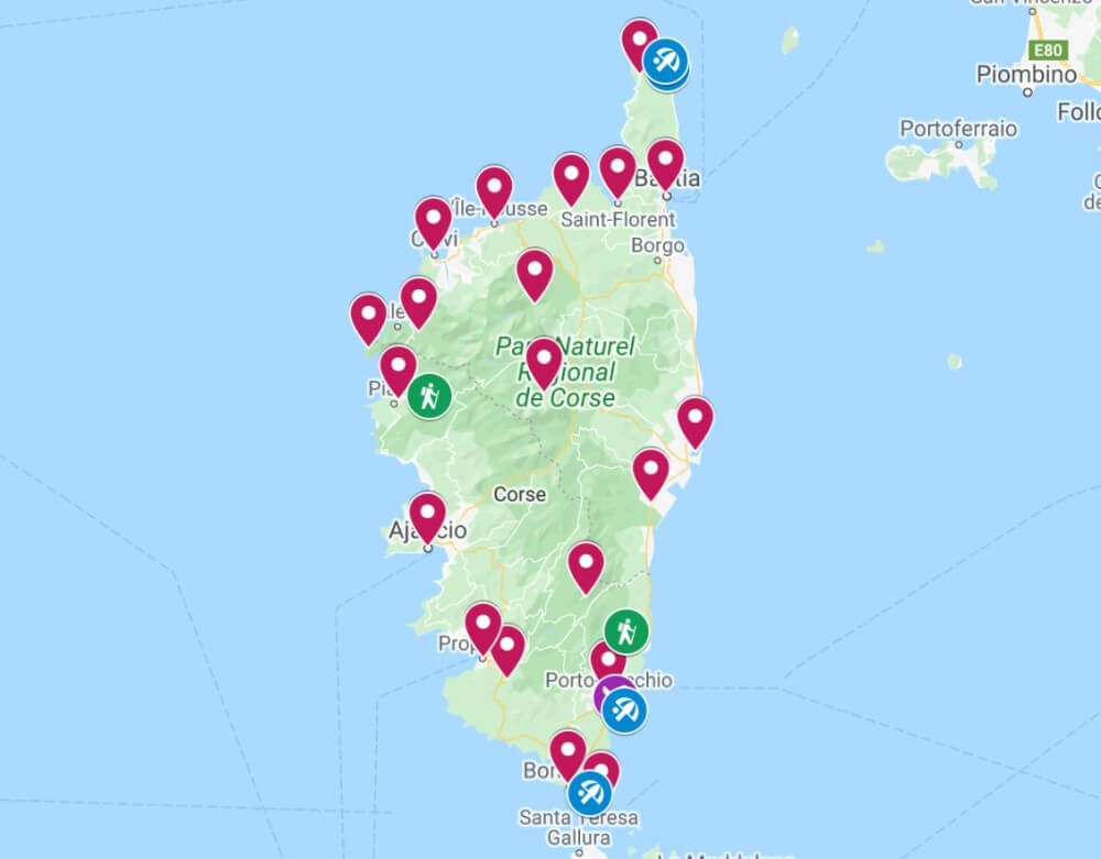 Carte Visiter la Corse