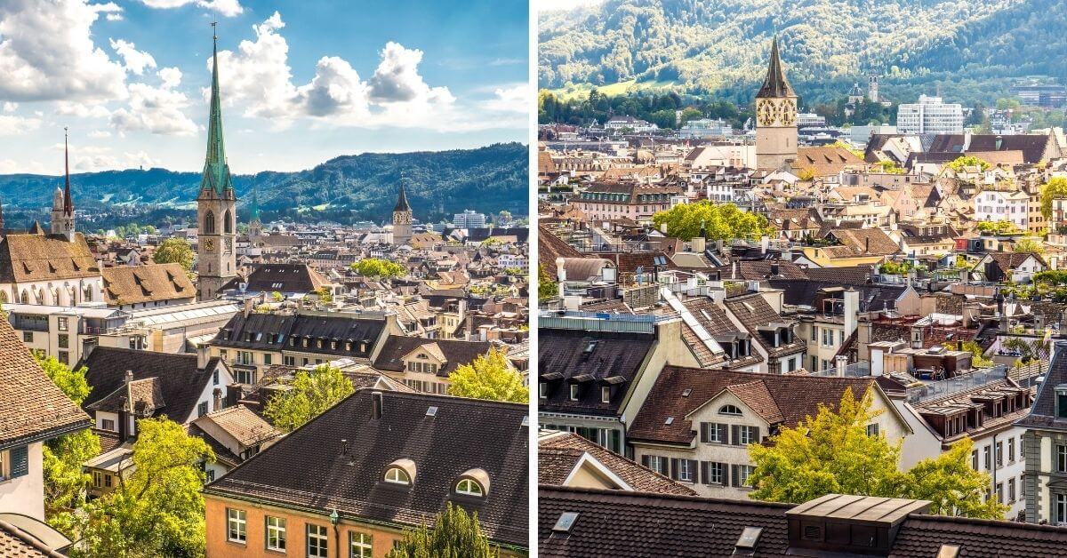 Vue depuis l'esplanade de l'EPFZ Ecole Polytechnique à Zurich